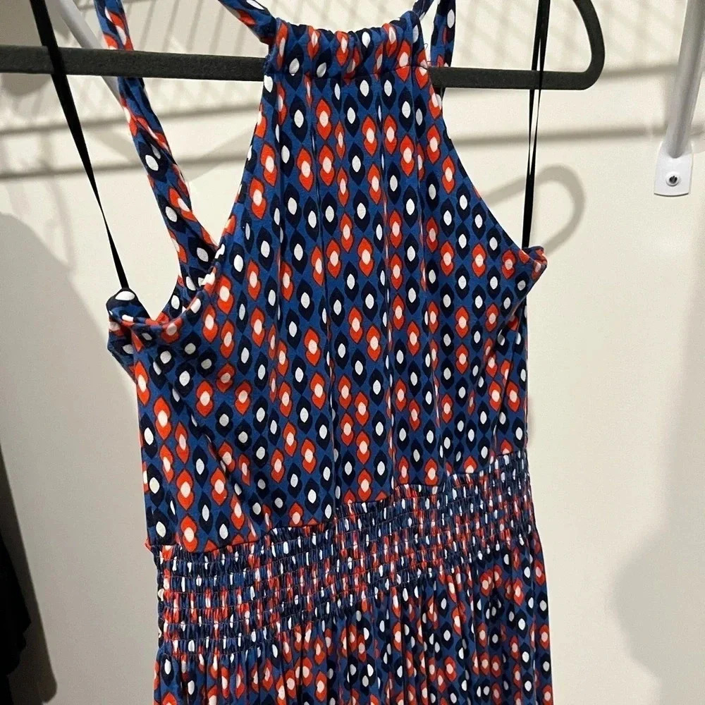 Halter neck blue and orange maxi dress - Picture 6 of 7